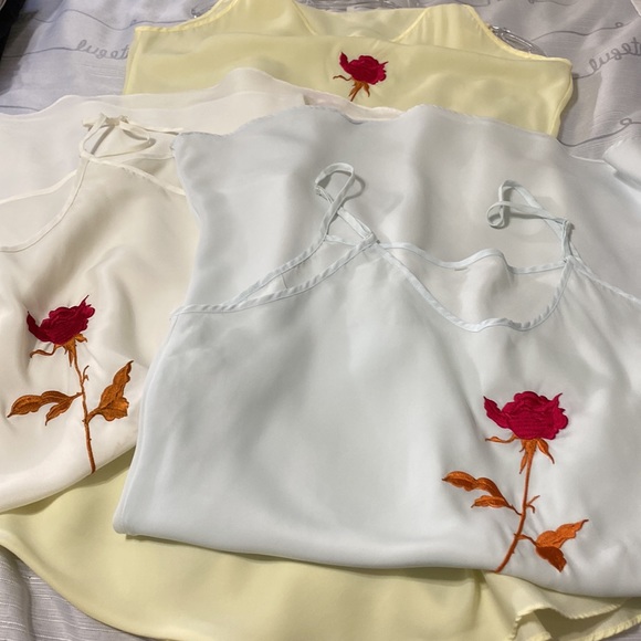 Other - Silk Blend Pastel Colored Embroidered Slips Nighties Chemises Bundle 3 Colors